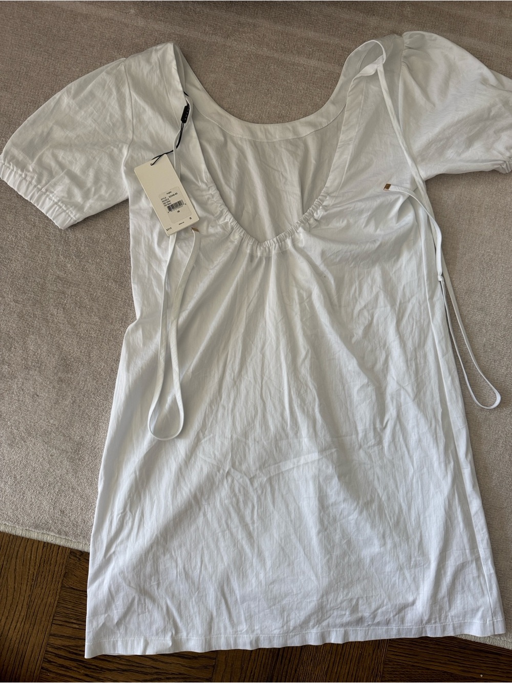 SHAN Angele White Cotton Puff Sleeve Dress NWT Size 8 Resort Vacation MSRP $310